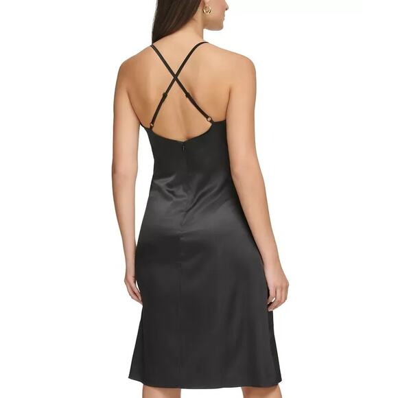 GUESS Women's Black Lace-Trim Sleeveless Slip Dress Size 6 - Picture 2 of 13